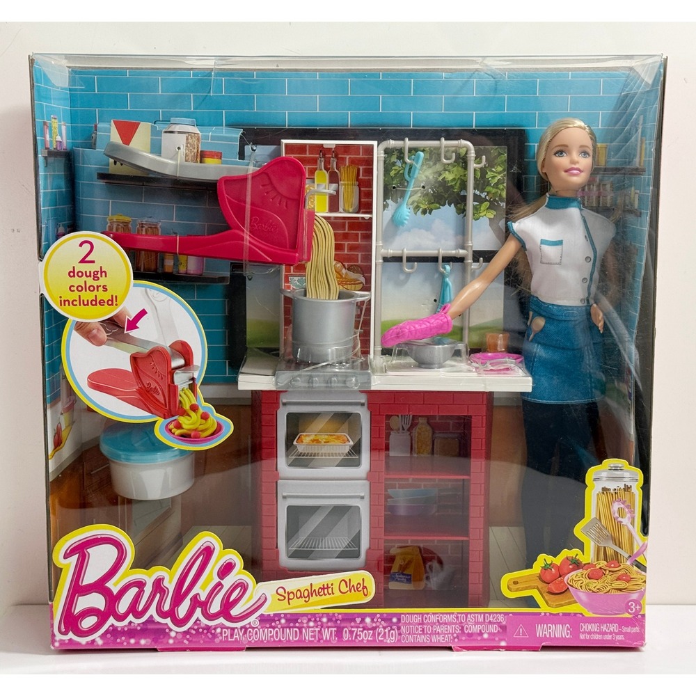Barbie Spaghetti Chef Playset Kids One Size Multicolor Kitchen Doll & Dough Set
